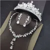 Zilveren Tiara's Kronen voor Bruiloft Haar Sieraden Ketting Oorbel Goedkope Hele Mode Meisjes Avond Prom Feestjurken Accessori291l