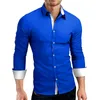 Nouveaux hommes chemise marque mâle de haute qualité à manches longues chemises d'affaires décontracté Hit couleur Slim Fit noir homme chemises habillées taille asiatique 4xl217v