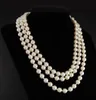 Jacqueline Kennedy First Lady Triple Strand Real White Pearl Necklace 17-19 334D