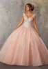 الأشرطة المزدوجة v الرقبة quinceaneara فساتين الكرة كرات Vestidos de Quinceanera ثقب المفتاح الظهر الحلو 16 فساتين الطابق طول DH4067