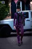 New Fashion Shiny Purple Groom Tuxedos Groomsmen Wear Excellent Men Business Activity Suit Party Prom Suit(Jacket+Pants+Tie) NO:107