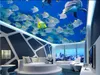 Custom Marine Fish Dolphins 3D Plafond Plafond Fond d'écran pour salon mural 4D Plafond Plafond Murales européennes papier peint Photo murale