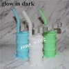 Portable glow in dark Hookah Silicone Barrel Rigs for Smoking Dry Herb Unbreakable Water Percolator Bong silicone mouthpiece for bong