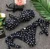 Drei Punkt Yong Girl Ladies Dot schwarz weiße oberen trägerlosen Badeanzug Top trägerloser Bikini8429366