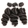 Extensions de cheveux humains vierges mongols avec fermeture en dentelle 4X4 cheveux de bébé vague lâche 3 faisceaux avec fermeture en dentelle de cheveux de bébé couleur naturelle