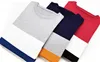 Partihandel-2016 Fashion New Autumn Casual Mens Sweaters Strip Patchwork Color Pullover Tröja Män Plus Size M-5XL O Neck Pullover Män