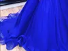 2018 Royal Blue Girls Pagant Klänningar Kristaller Beaded Cap Sleeves Backless Princess Ball Gown Kids Formal Wears Flower Girl Dress