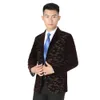 Costumes Hommes Blazers Man Smart Smart Casual Feuilles Motif Imprimer Imprimer Imprimez Hommes Bleu Bleu Purplish rouge Blazer rouge Blazer Homme Veste costume velours côtelé