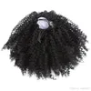 Kinky вьющиеся хвост шиньоны клип в короткие высокого афро кудрявый вьющиеся человеческих волос шнурок хвост наращивание волос 120 г для чернокожих женщин