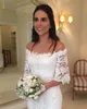 2018 robes de mariée plage bohème Vintage une ligne de l'épaule Full Lace moitié manches longues style de campagne robes de mariée dentelle robe de mariée