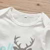 Set di vestiti per neonati in cotone natalizio a maniche lunghe con stampa di testa di cervo T-shirt + pantaloni + cappello 3 pezzi Set di abbigliamento per bambini infantili