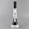 Splash Guard Beaker Bong Bong - Czarna szklana rura wodna z 14 mm w dół i spiralem perkolatora