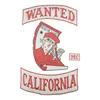 Hot Sale Wanted California Biker Brodery Patches järn på applikationer Motorcykeljacka Vest Accessories Gratis frakt