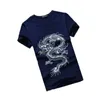 T1287-A1067 Cheap wholesale 2018 summer new Men v-neck printing short sleeve T-shirt Chinese dragon