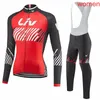 LIV-team fietsen lange mouwen jersey (slabb) broek sets vrouwen fietskleding sneldrogende polyester MTB fiets slijtage outdoor sportsy21040711