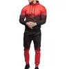 2018 Red Casual Men fitness Set Fashion 3D Print Pleated Sweatshirt Pants Track Suit Autumn Plus Size Jacket Coat Trousers suit