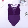 Dpois kvinnor ärmlös mesh splice ballett leotard vuxen gymnastik leotard bodysuit professionell ballerina kostym dance wear