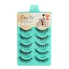 Najlepsza Sprzedaż Dingsen 5 Pair Natural Messy Cross Eye Lashes Makeup Handmade Soft Black False rzęsy # 91759