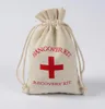 100pcs Hangover Kit Sacs 10x14cm Faveur De Mariage Titulaire Sac Croix-Rouge Mousseline Coton Lin Sacs Cadeaux Récupération Survie Kit Événement Partie Fournisseur