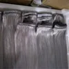 Rak våg mänskligt hårväv 4 buntar mycket grå färg hårförlängningar peruanska malaysiska indiska inslag