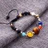 Galaxy Natural Volcano Lava Stone Beaded Strand for Men Galactic Solar System Universe Jewelry Eight Planes Cool Bracelets