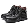 Couro de segurança Toe Calçados Aço Trabalho Botas Homens inverno quente Fur Segurança botas para homens impermeável anti-derrapante militares Shoes