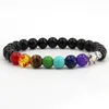 Men Women Elephant Charms 7 Chakra Mixed Stone Healing Chakra Pray Bracelet Lava Rock DIY Beads Jewelry Balancing Bracelets