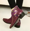 New Arrival Women's Leather Ankle Boots Fashion Pointed Toe Buckle Crocodile Pattern Boots Women Spring Autumn Shoes