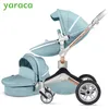 Baby Stroller 3 In 1 -opvouwbare rijtuigen voor pasgeborenen Hoog landschap Baby Prams voor baby 360 graden roteren Cradle