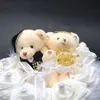 Feis Romantic Two Bears Heartshaped White Rose Music Ring Box Ring Pillow Wedding Accessory8315811