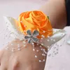 Rose Pearl Wrist Corsage Bridesmaid Hand Flowers Artificial Bride Flowers For Wedding Party Decoration Bridal Prom S6076