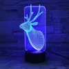 Lindo ciervo de Navidad USB 3D lámpara 7 colores luces táctiles decoración de ambiente regalo decoración del hogar accesorios de iluminación acrílicos # R21