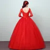 2018 Nuovo arrivo personalizzato bianco rosso abito da sposa manica 3 quarti dolce principessa pizzo applique abiti da sposa abiti da sposa