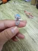 유행 14K 화이트 골드 블루 다이아몬드 약혼 교전 공주 신부 반지 사랑 다이아몬드 반지 크기 6-10