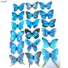 KeyThemeLife 12pcack Double couche Butterfly Wall Stickers 3D papillons décor de chambre colorée pour décoration de maison B514420324