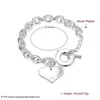 Partihandel Blandad Order 925 Sterling Silver Plated Heart Pendant Charm Armband Bangles Fashion Party Smycken Alla hjärtans daggåva till kvinnor