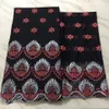 5 yards / pc Top Sale Fuchsia Afrikaanse katoenen stof met mooi bloemontwerp en 2wering Franse netkant voor jurk BC22-8