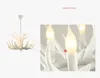 Candelabros blancos modernos, candelabro de asta de vela creativo, lámparas de cuerno de ciervo de resina Retro americana, iluminación de techo para decoración del hogar