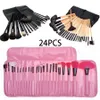 24pcs/set Professional Makeup Brush Set Case Portable Cosmetic Powder Lip Eyeshadow Brushes with Bag Make Up Tools Toiletry Kit