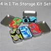 Portable Tin Box Storage Kit Set with 2pcs Silicone Container Wax Dabber Wax Tools Metal Box Case Sold by set for silicone rigs