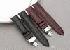 Stålklämma 16mm 18mm 20mm 22mm Watch Band Strap Push -knapp Hidden Fjärilsmönster Deployant Buckle Leather Black Brown274i