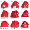 Hot Sale Led Kids Christmas Hat Xmas Vuxen Mini Red Santa Claus Deer Party Decor Christmas Caps Juldekorationer Porslin Hållare