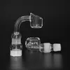 Accessorio per fumo 4mm 90 gradi 14mm18mm 2in1 banger al quarzo con giunto maschio femmina smerigliato vero 100% quarzo chiodo dab rig tubi dell'acqua