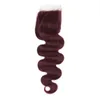 Vierge Brésilienne Vin Rouge Cheveux Humains Tisse avec Fermeture Vague de Corps 99J Bourgogne Vierge Cheveux Humains 4 Bundles Offres avec 4x4 Dentelle C3822430