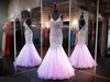 2018 Lilac Bling Mermaid Prom Dresses Sweetheart Kralen Crystal Criss Cross Backless Sweep Train Spaghetti Riemen Avond Wear Party Jurken