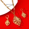 Leaf Jewelry Set Gold Plated Africa Pendant Earring Engagement Jewelry Set