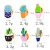 Nya Emalj Brosch Pins Kvinnor Potted Cactus Plant Creative Lapel Brosches Badge för Mäns Mode Smycken Tillbehör