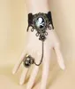 hot new Vintage gothic black lace pirate skull hand ornaments with ring integrated chain fashion classic elegant