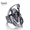 Anello con teschio Grim Reaper in stile punk vintage in acciaio inossidabile che non sbiadisce mai anello da motociclista lucido per uomo regalo bijoux