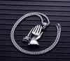 Hot Europe och Förenta staterna Rostfritt stålbön Halsband Titan Steel Mäns händer med 10 pendlar Populär mode